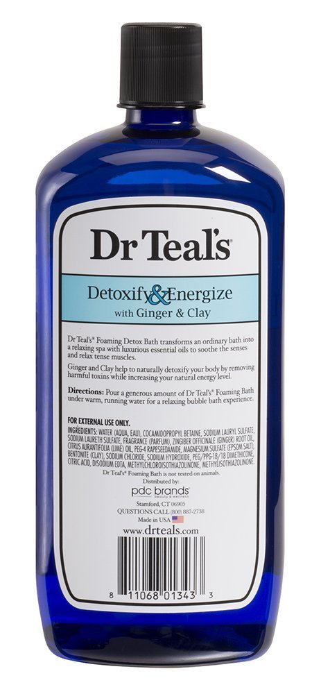 Dr Teal Detox Ginger & Clay Foaming, Bath 34 FL OZ, 2 Pack (Total 68 FL OZ)